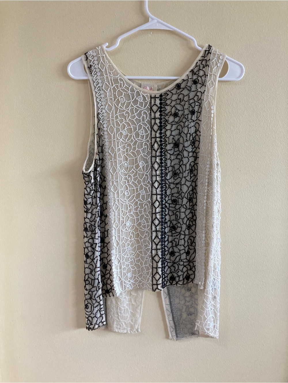 Parker Beaded Panel Sleeveless Top in White and Black